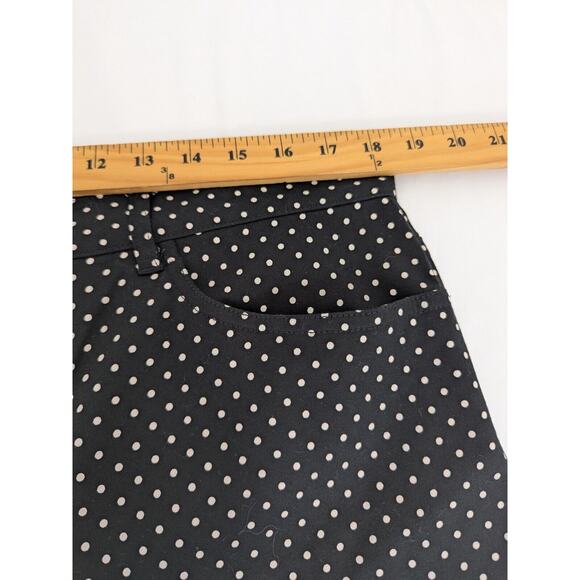Chaps Womens Pants Size 16 Black White Polka Dot Stretch Office Preppy Corpcore - Picture 6 of 8